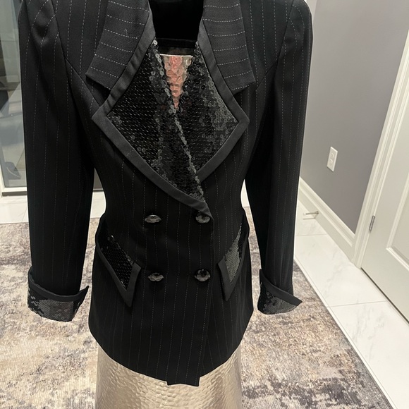 Lillie Rubin pin stripe holiday blazer size 4 1990 does 1970s vintage - Picture 7 of 16